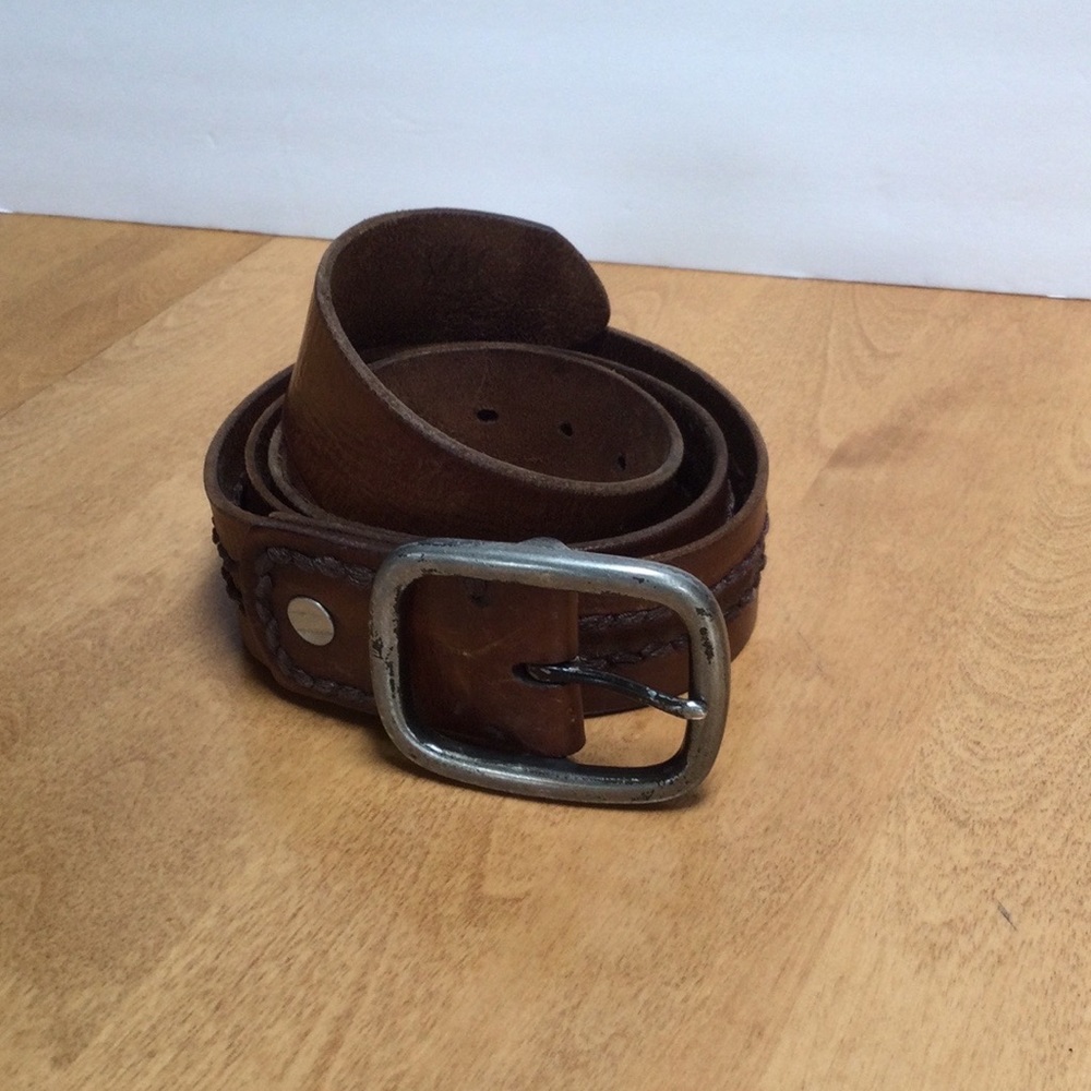 Leather Belt womens/Mens Brown embellished with cording 36”-42”